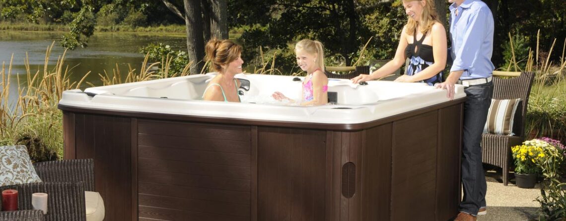 Family Together In Viking Spas Hot Tub